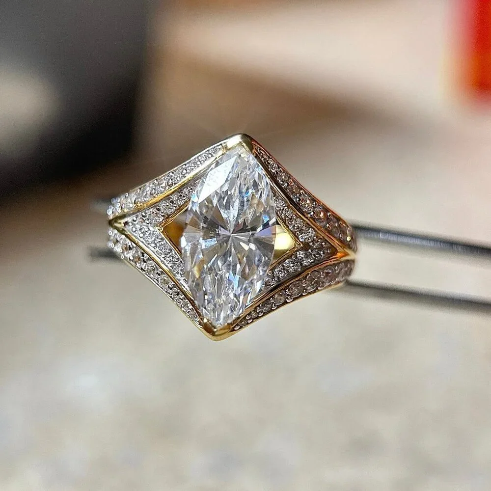 Dazzling 925 Gold Vermeil Cz Ring‎